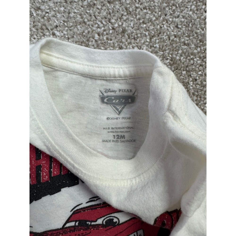 Disney Pixar Cars Lightning McQueen Graphic T-Shirt White 12M 95 Racing Tee